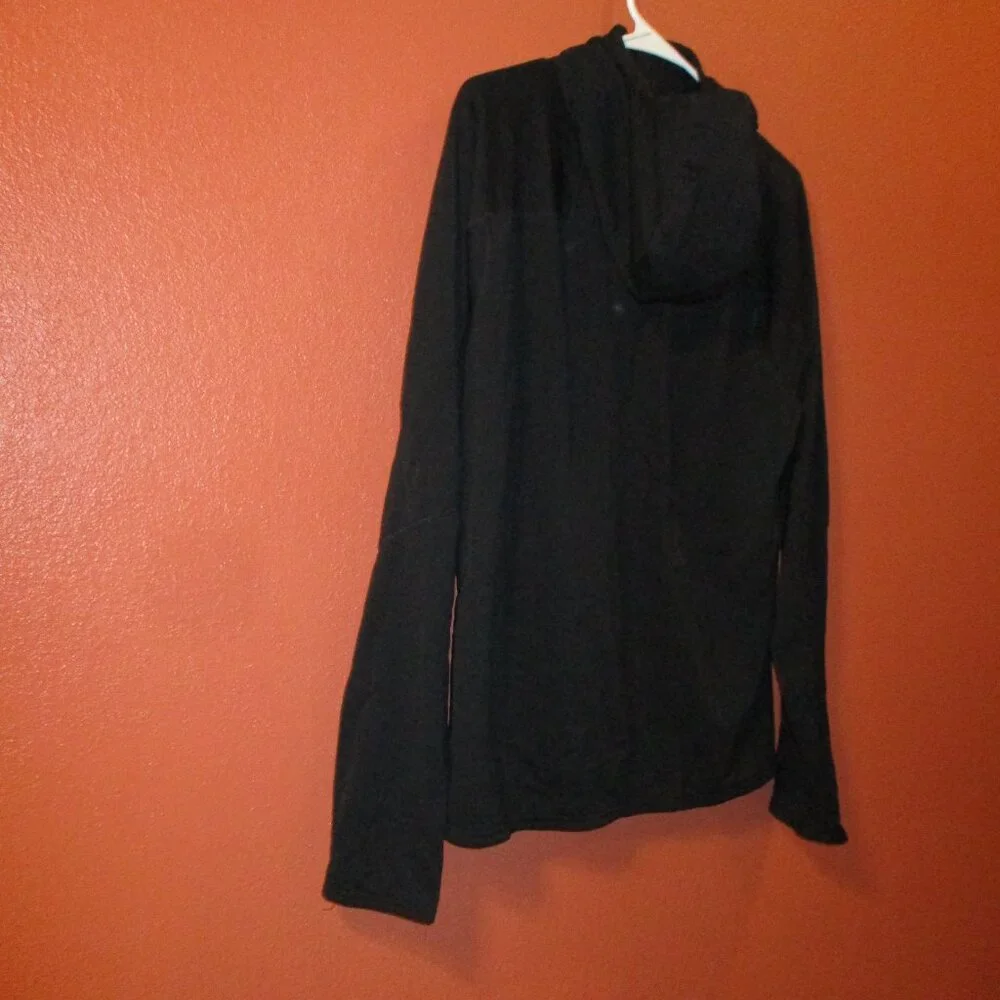 North Face Jacket Men Large Black Red Full Zip Pockets Outdoors Hooded Jacket